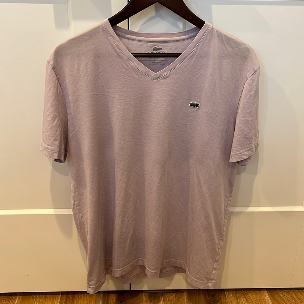 Lacoste V Neck Mens Short Sleeve Sz L (6)